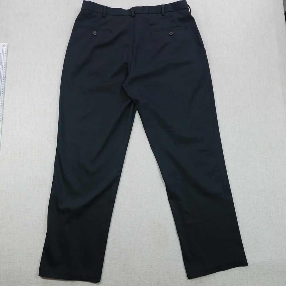 Haggar Dress Pants 38x32 Black Classic Fit No Iron Mid Rise Stretch Corporate - Picture 2 of 12